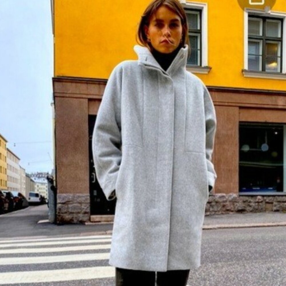 Wilfred SAVOY Light Grey Handcrafted Cocoon Coat